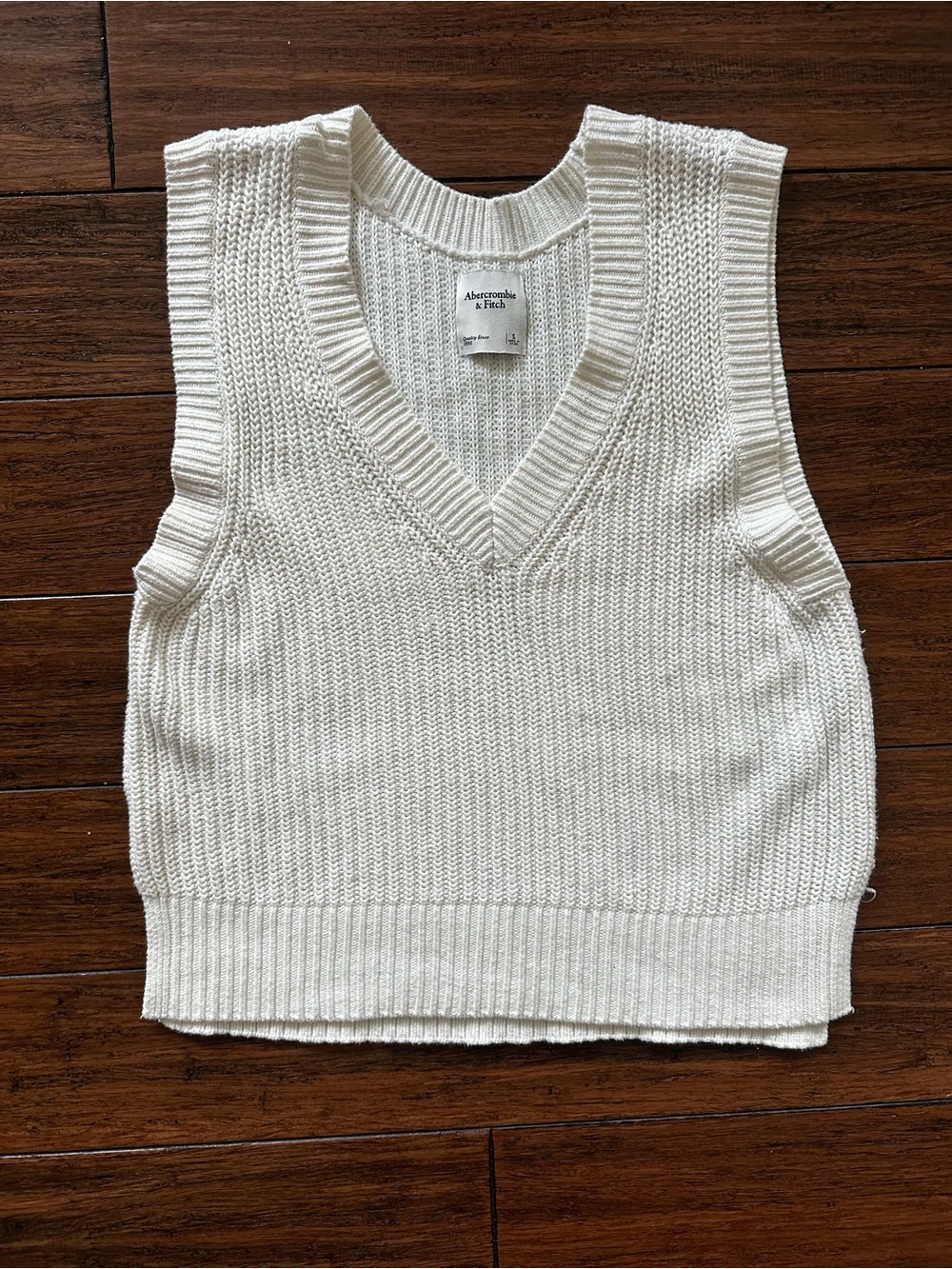 Abercrombie & Fitch Cream Knit Sweater Vest Size S Preppy, Casual, Neutral